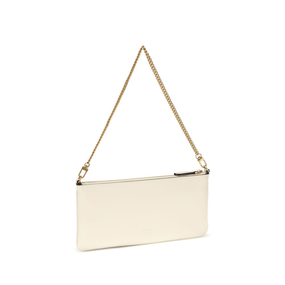 PINKO White Calf Leather Bos Taurus Shoulder Bag