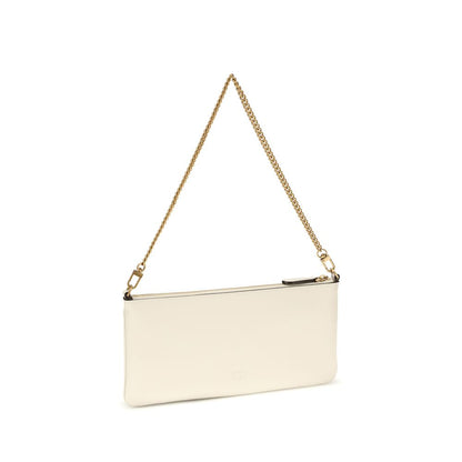 PINKO White Calf Leather Bos Taurus Shoulder Bag