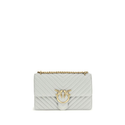 PINKO Gray Calf Leather Bos Taurus Shoulder Bag