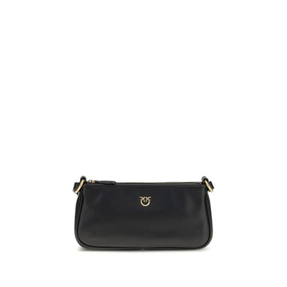 PINKO Black Calf Leather Bos Taurus Shoulder Bag