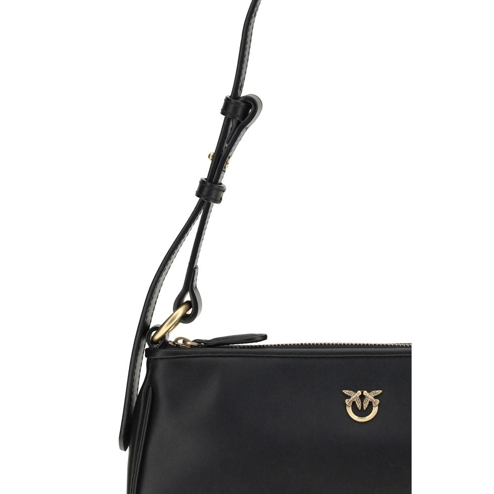 PINKO Black Calf Leather Bos Taurus Shoulder Bag