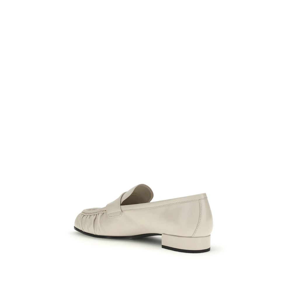 Prada Beige Calf Leather Bos Taurus Slip-On Loafers