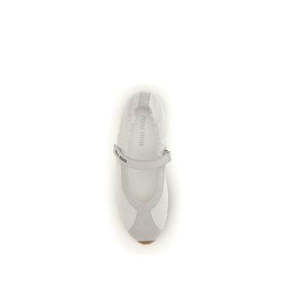 Miu Miu White Fabric Ballet Flats