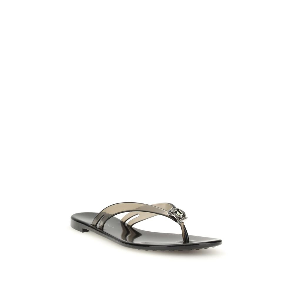 Casadei Black Polyurethane Sandals