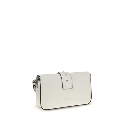 PINKO White Calf Leather Bos Taurus Shoulder Bag