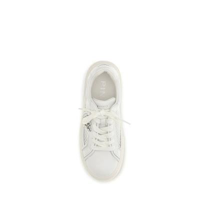 PINKO White Calf Leather Bos Taurus Platform Sneakers