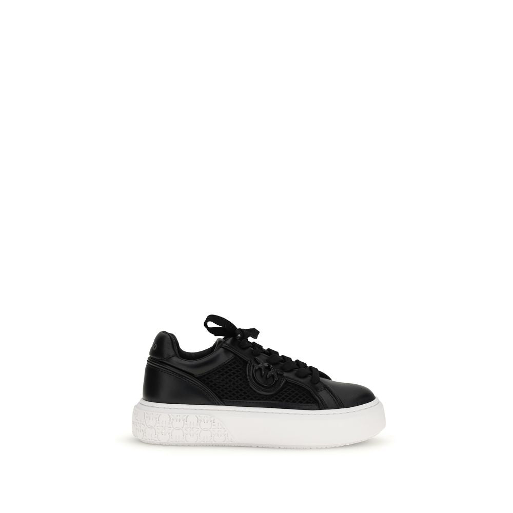PINKO Black Calf Leather Bos Taurus Platform Sneakers