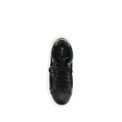 PINKO Black Calf Leather Bos Taurus Platform Sneakers