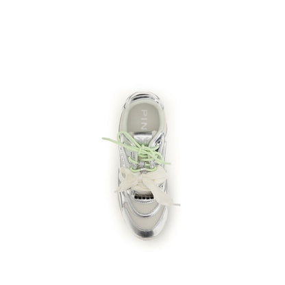 PINKO Silver Polyamide Athletic Sneakers