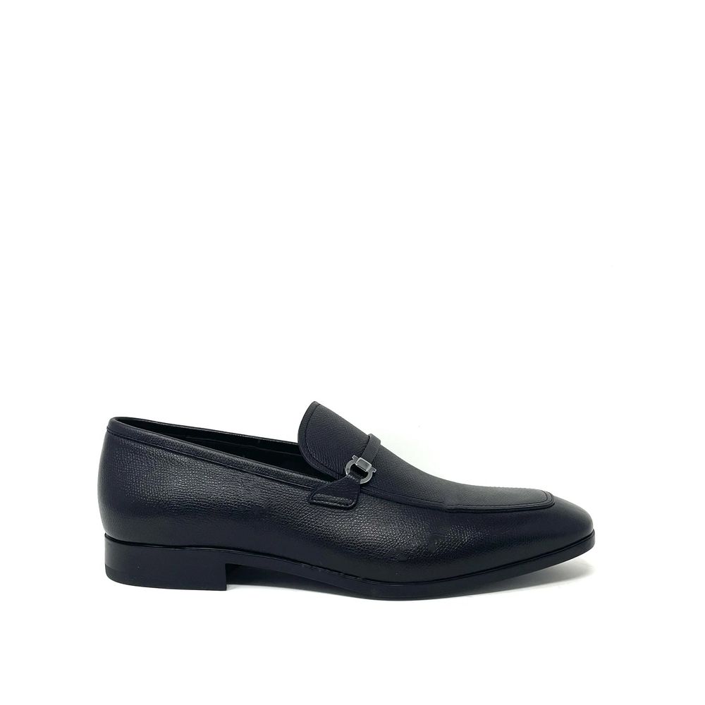 Salvatore Ferragamo Black Calfskin Slip-On Loafers