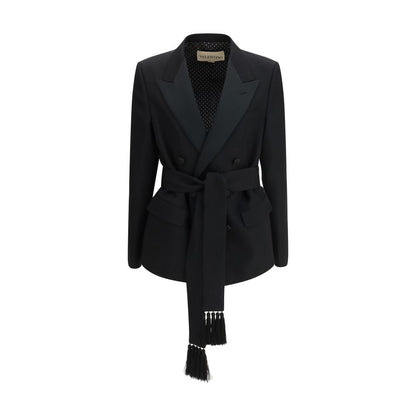 Valentino Black Fleece Wool Blazer