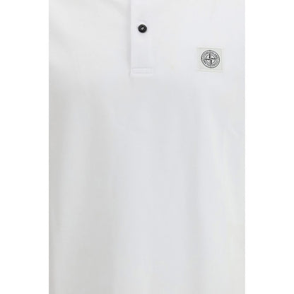 Stone Island White Cotton Polo Shirt