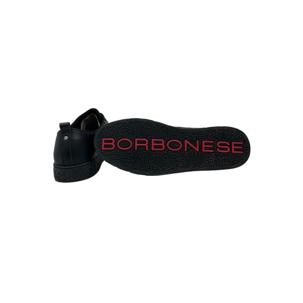 Borbonese Black Leather Men Sneaker