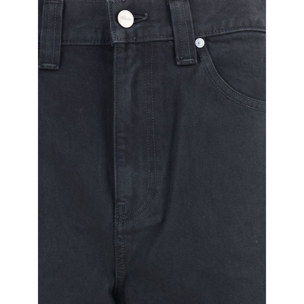 Khaite Black Cotton Straight-Leg Jeans
