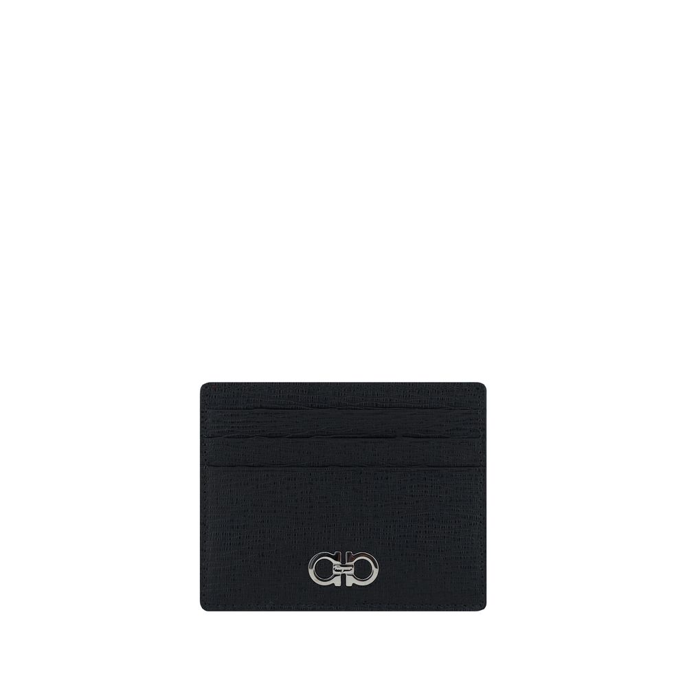 Ferragamo Black Calf Leather Bos Taurus Wallet