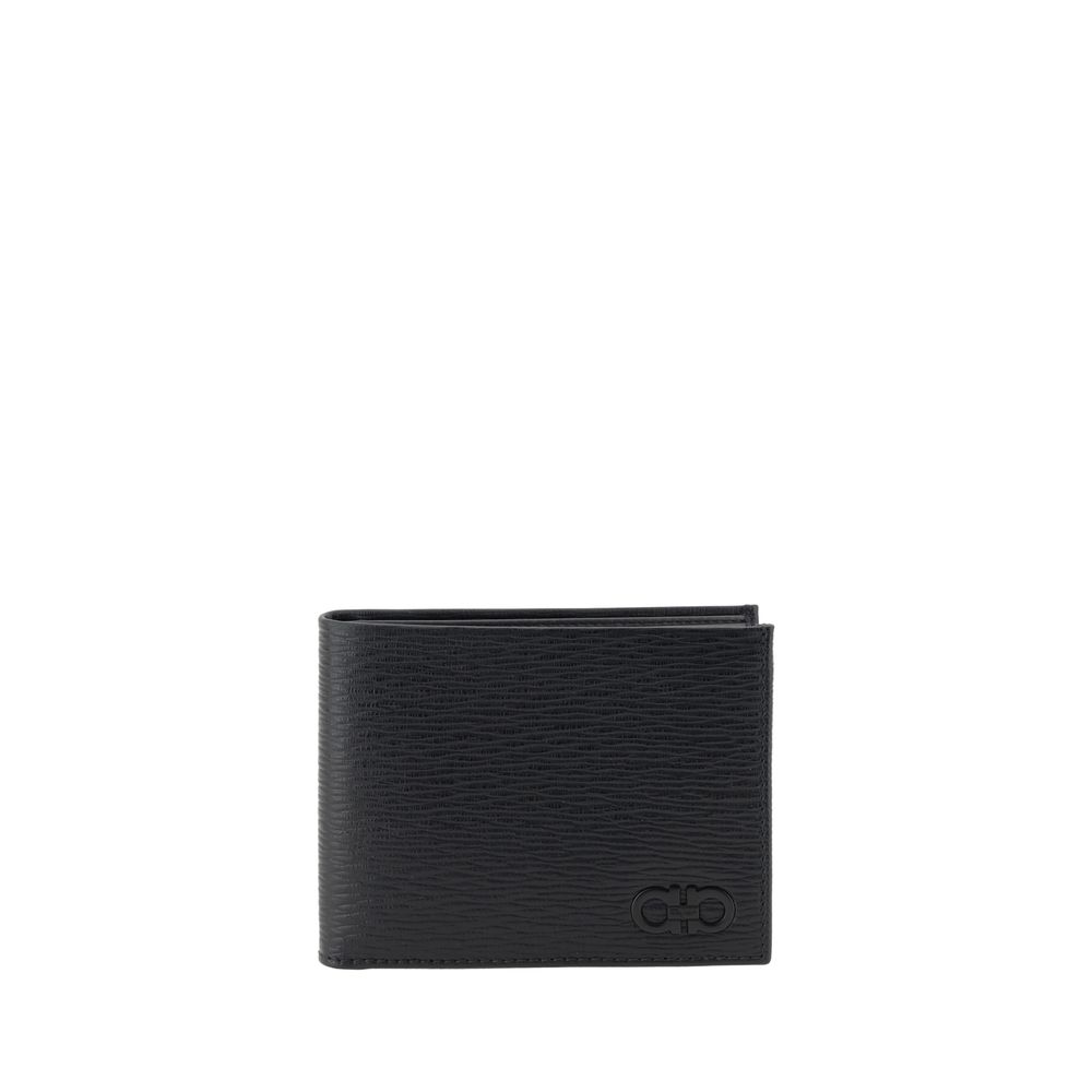 Ferragamo Black Calf Leather Bos Taurus Wallet