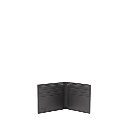 Ferragamo Black Calf Leather Bos Taurus Wallet