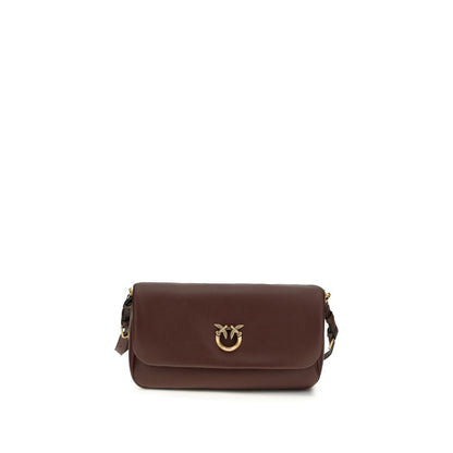 PINKO Brown Calf Leather Bos Taurus Shoulder Bag