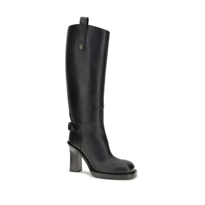 Burberry Black Calf Leather Bos Taurus High Heel Boots