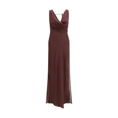 The Andamane Brown Silk Long Dress