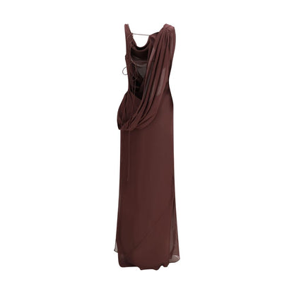 The Andamane Brown Silk Long Dress
