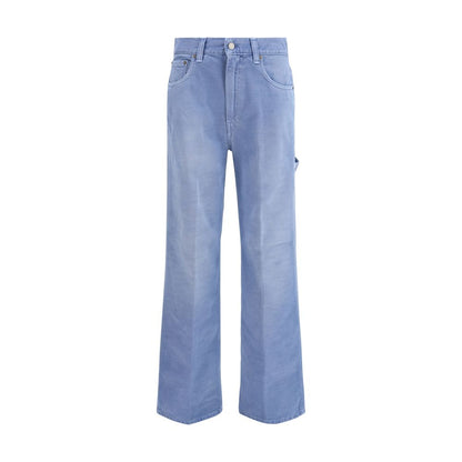 Haikure Blue Cotton Relaxed Fit Jeans