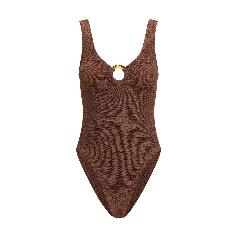 Hunza G Brown Polyamide One-Piece Swimsuit