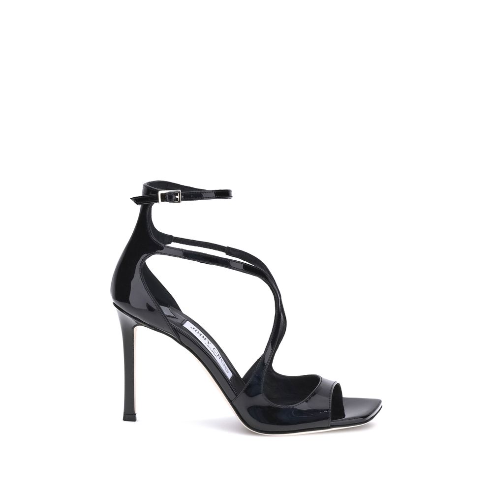 Jimmy Choo Black Calf Leather Bos Taurus Stiletto Heel Sandals