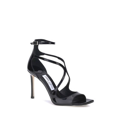 Jimmy Choo Black Calf Leather Bos Taurus Stiletto Heel Sandals