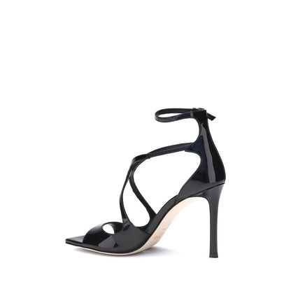 Jimmy Choo Black Calf Leather Bos Taurus Stiletto Heel Sandals