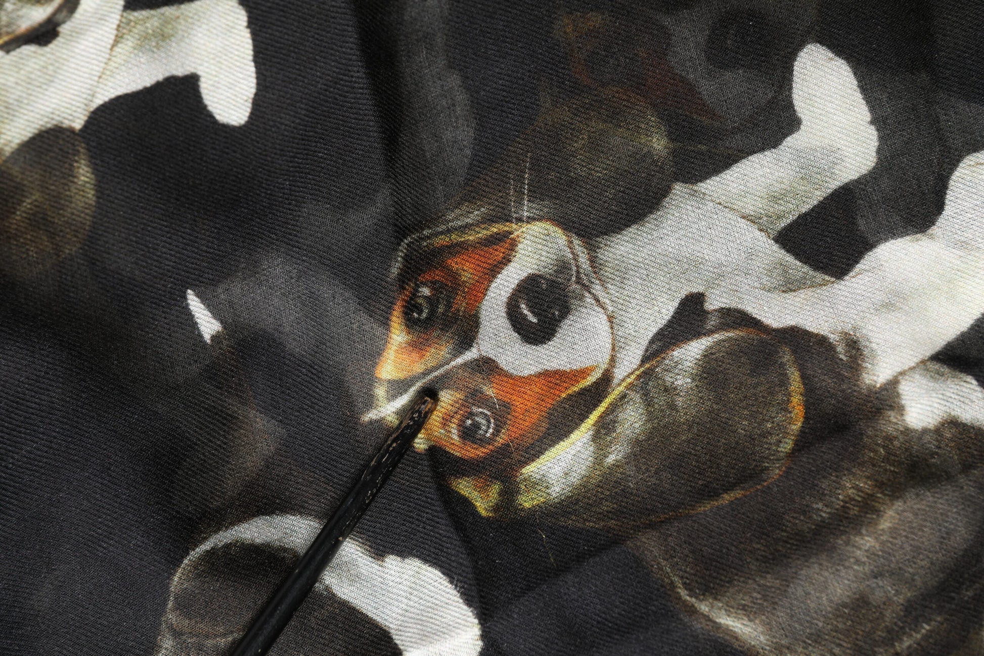 Dolce & Gabbana Black Modal Wool Dog Print Fringed 178cm x 64cm Scarf