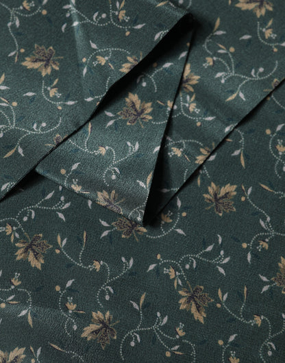 Dolce & Gabbana Green Silk Floral Pattern Fringed 135cm X 16cm  Scarf