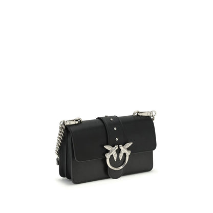 PINKO Black Calf Leather Bos Taurus Shoulder Bag