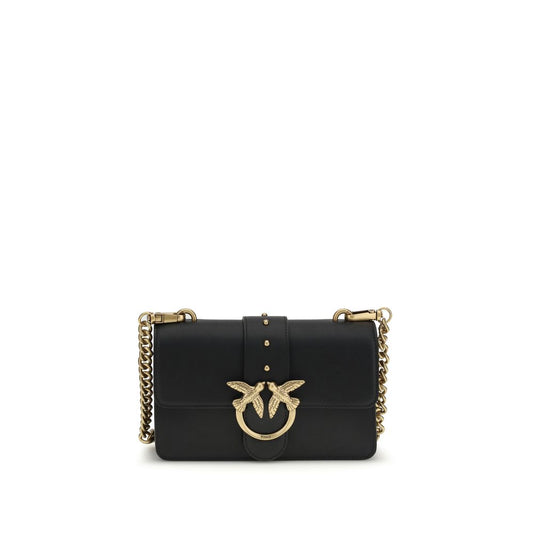 PINKO Black Calf Leather Bos Taurus Shoulder Bag