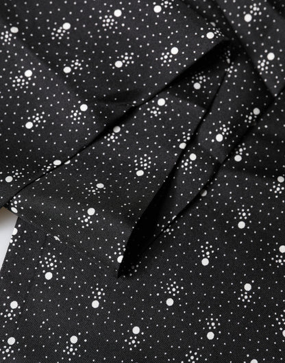 Dolce & Gabbana Black White Silk Dotted Print Foulard 140cm X 15cm Scarf