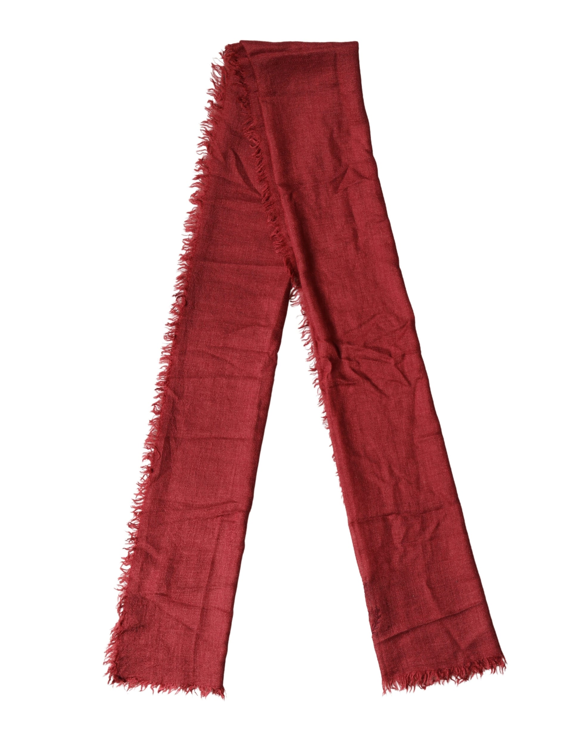 Dolce & Gabbana Red Cashmere Silk Fringe Wrap Foulard 200cm X 70cm Scarf