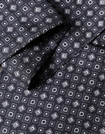 Dolce & Gabbana Black Silk Geometric Fringe Wrap Foulard 136cm X 15cm  Scarf