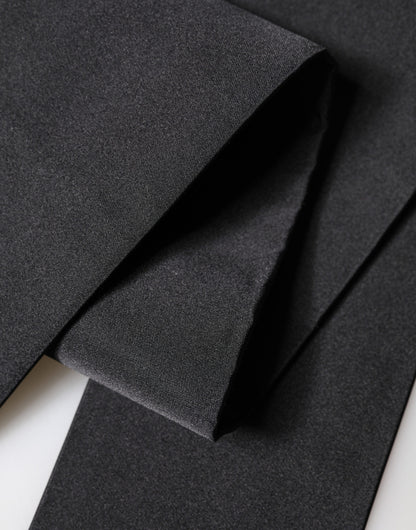 Dolce & Gabbana Black Silk Fringe Neck Wrap Foulard 160.5cm x 8cm  Scarf