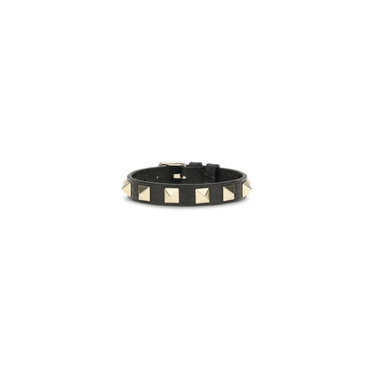 Valentino Garavani Black Calf Leather Bos Taurus Bracelet