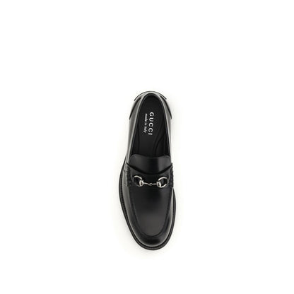 Gucci Black Calf Leather Bos Taurus Slip-On Loafers