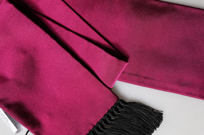 Dolce & Gabbana Burgundy Silk Fringe Neck Wrap Foulard 160.5cm x 8cm  Scarf