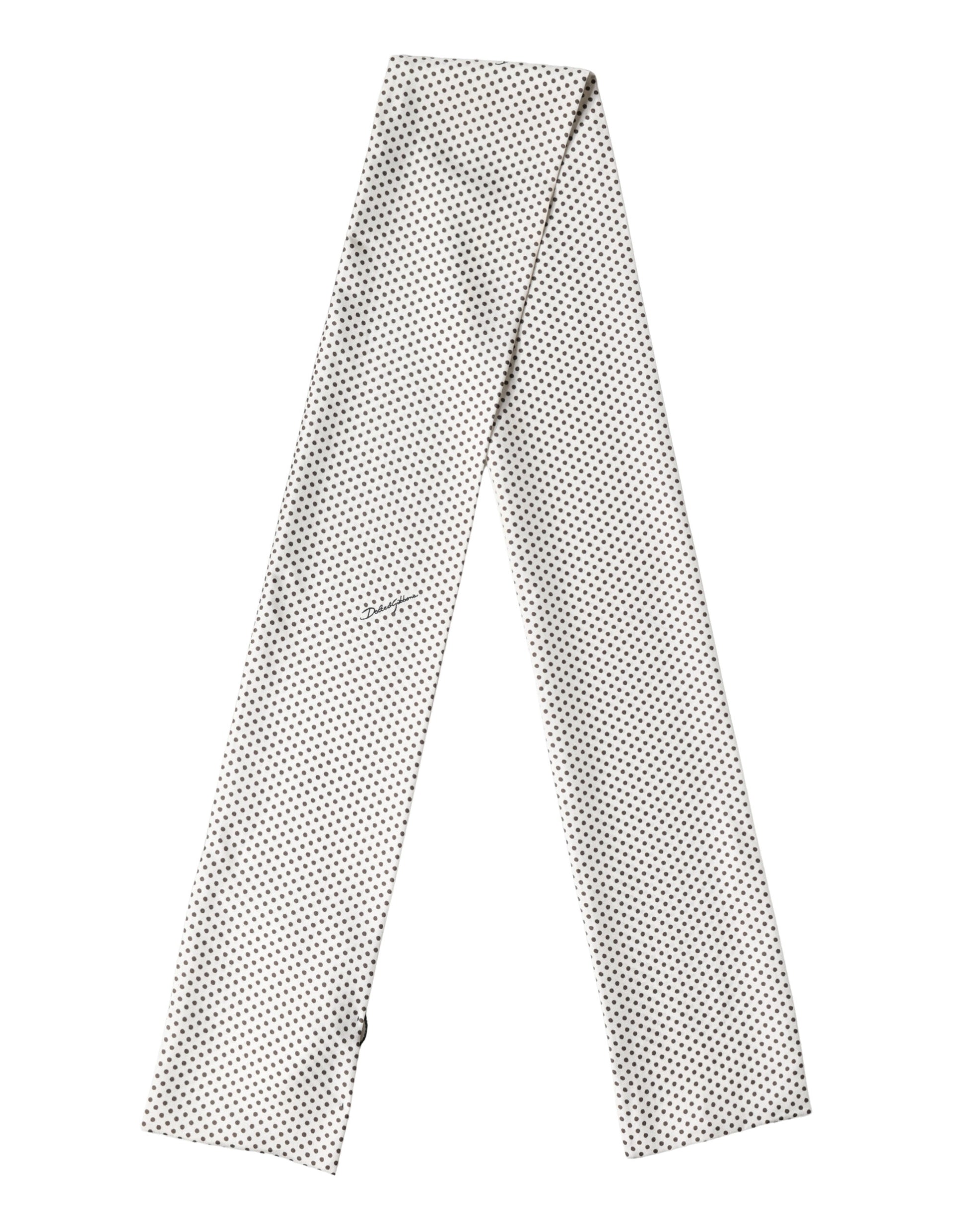 Dolce & Gabbana White Brown Polka Dot Silk Bandeau Neck Wrap 151cm x 13cm  Scarf