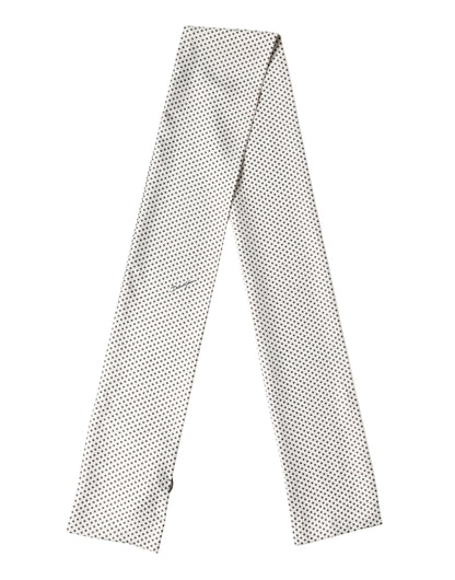 Dolce & Gabbana White Brown Polka Dot Silk Bandeau Neck Wrap 151cm x 13cm  Scarf
