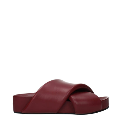 Jil Sander Red Leather Slippers