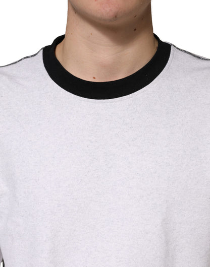 Dolce & Gabbana Light Grey Cotton Crewneck Sweatshirt Sweater