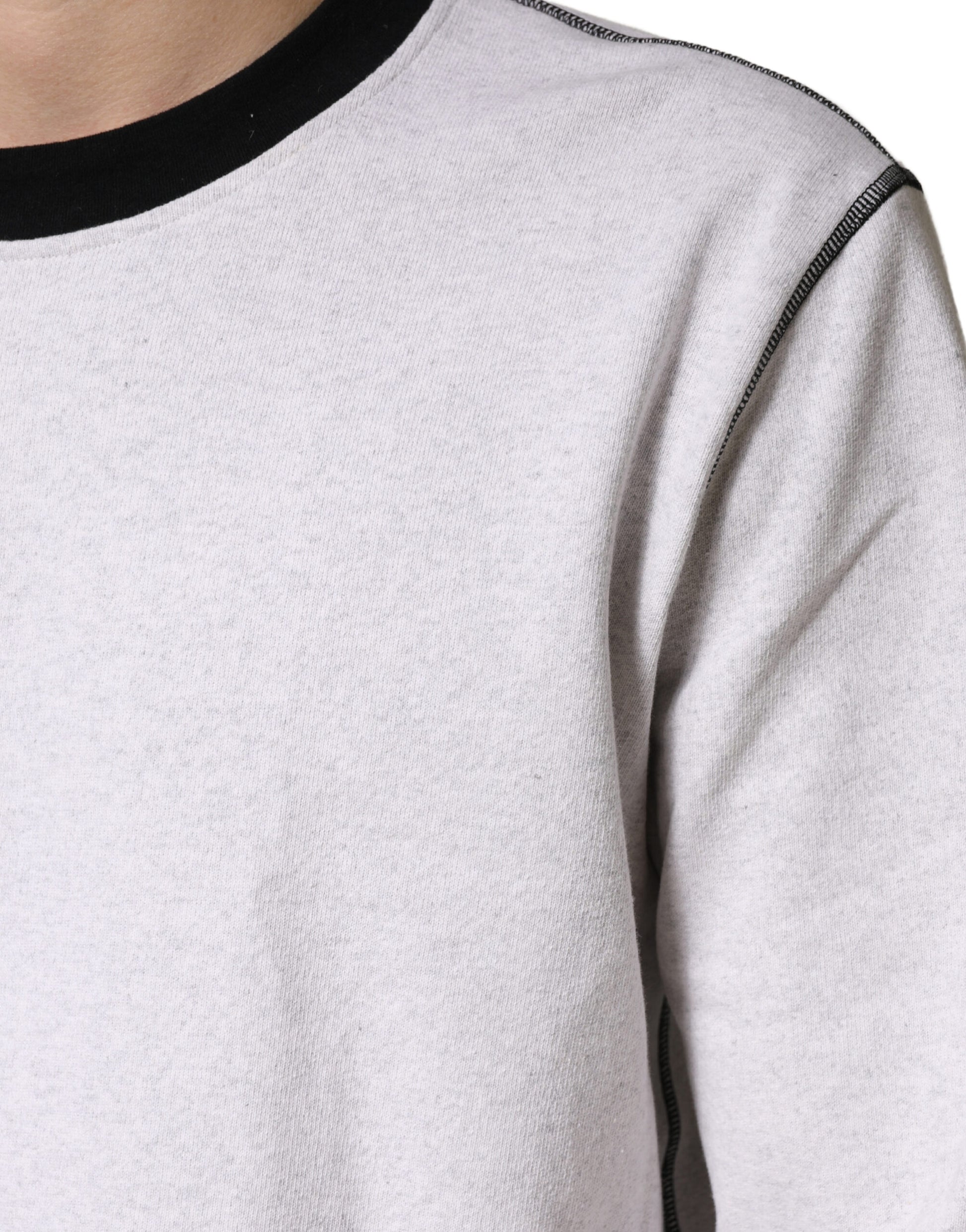 Dolce & Gabbana Light Grey Cotton Crewneck Sweatshirt Sweater