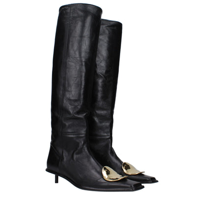 Jil Sander Black Leather Ankle Boots
