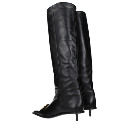 Jil Sander Black Leather Ankle Boots