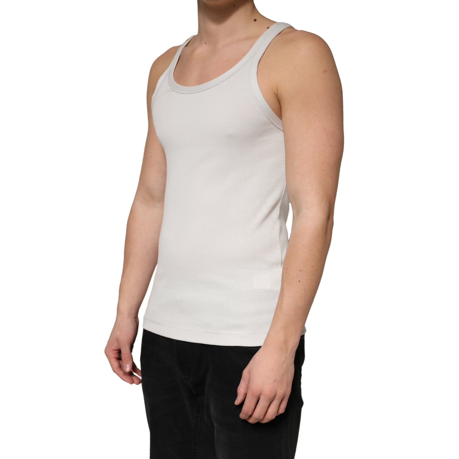 Dolce & Gabbana Gray Cotton Ribbed Sleeveless Tank Top T-shirt