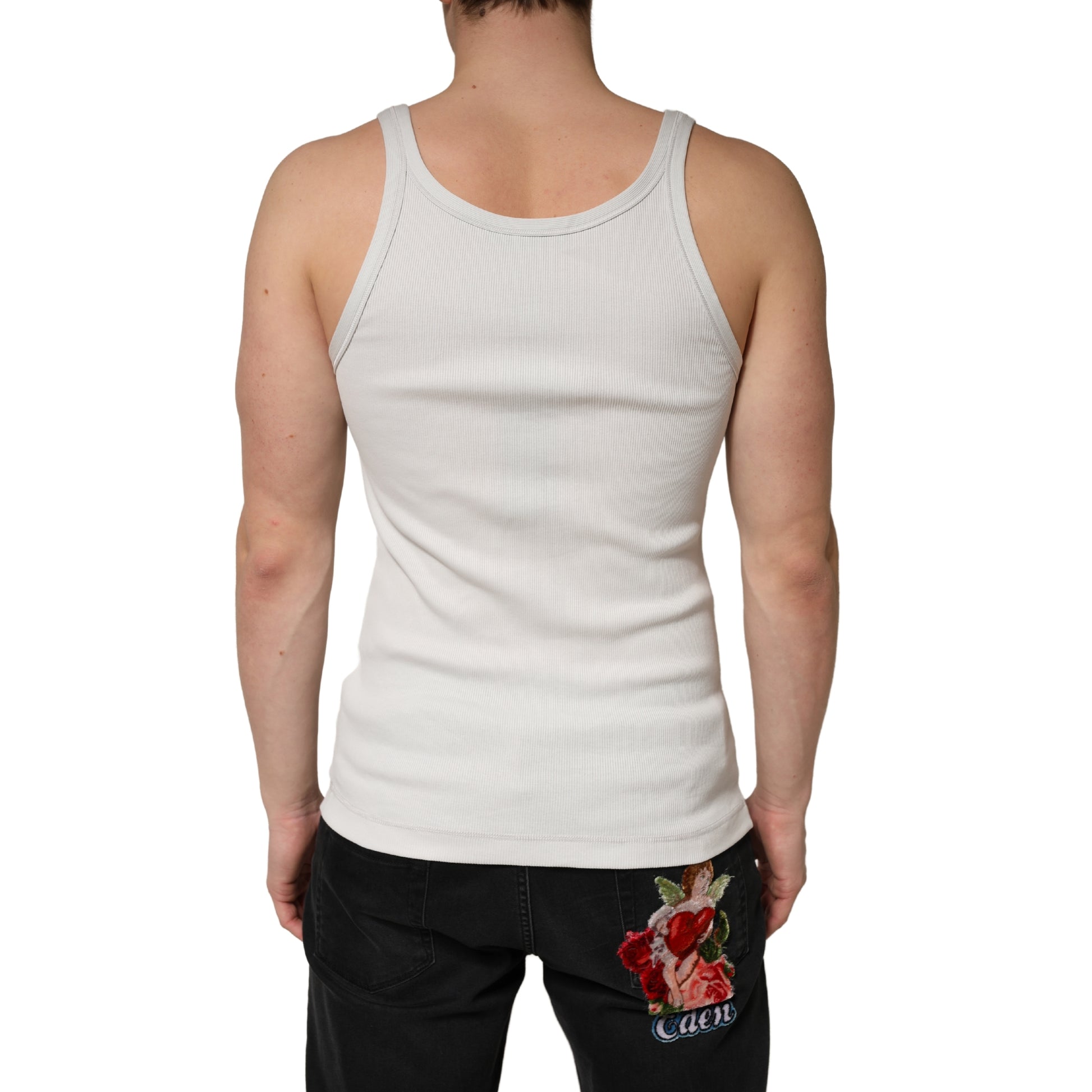 Dolce & Gabbana Gray Cotton Ribbed Sleeveless Tank Top T-shirt